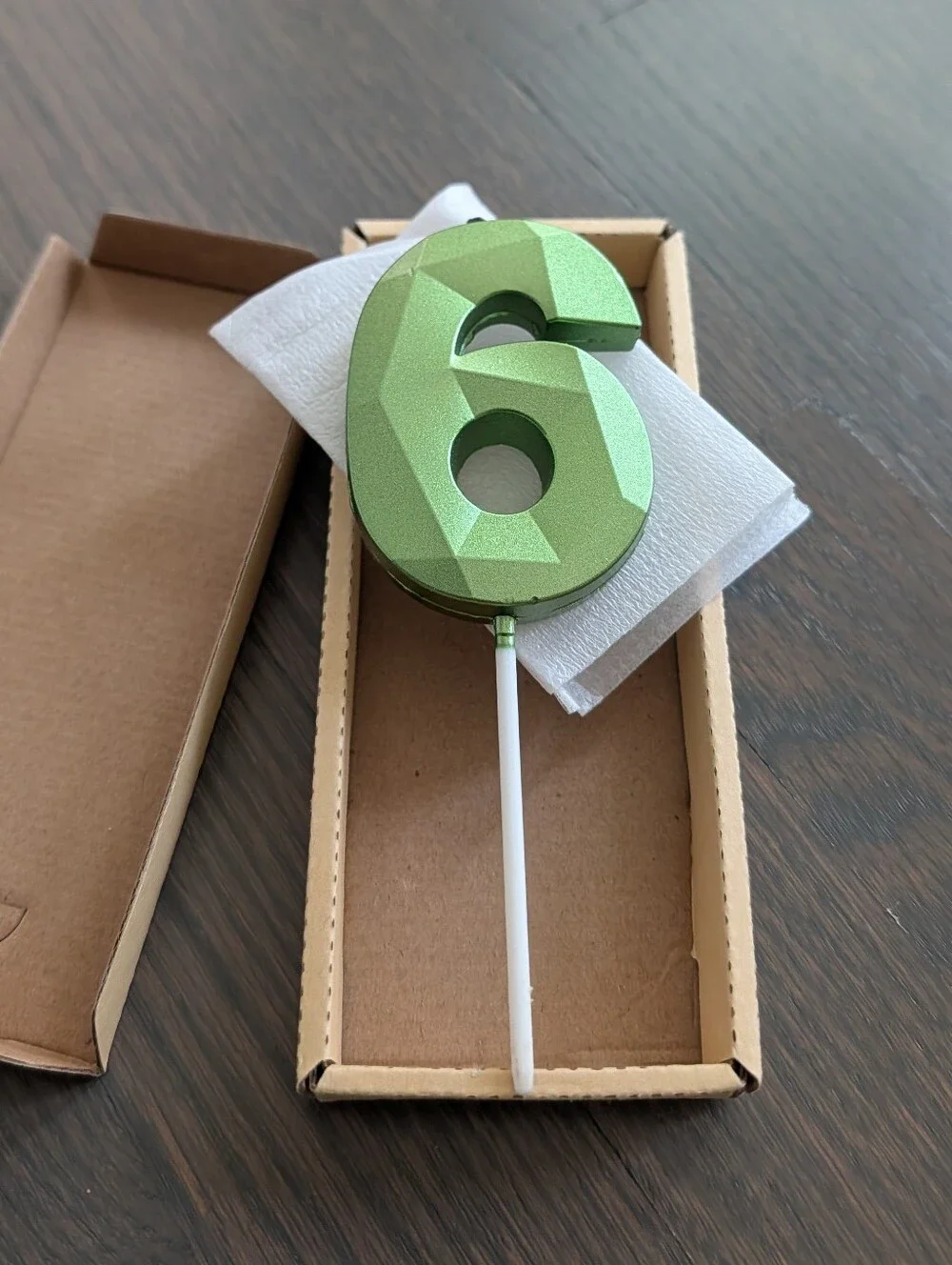 Number 6 Birthday Candle, Green, 2.67 Inch